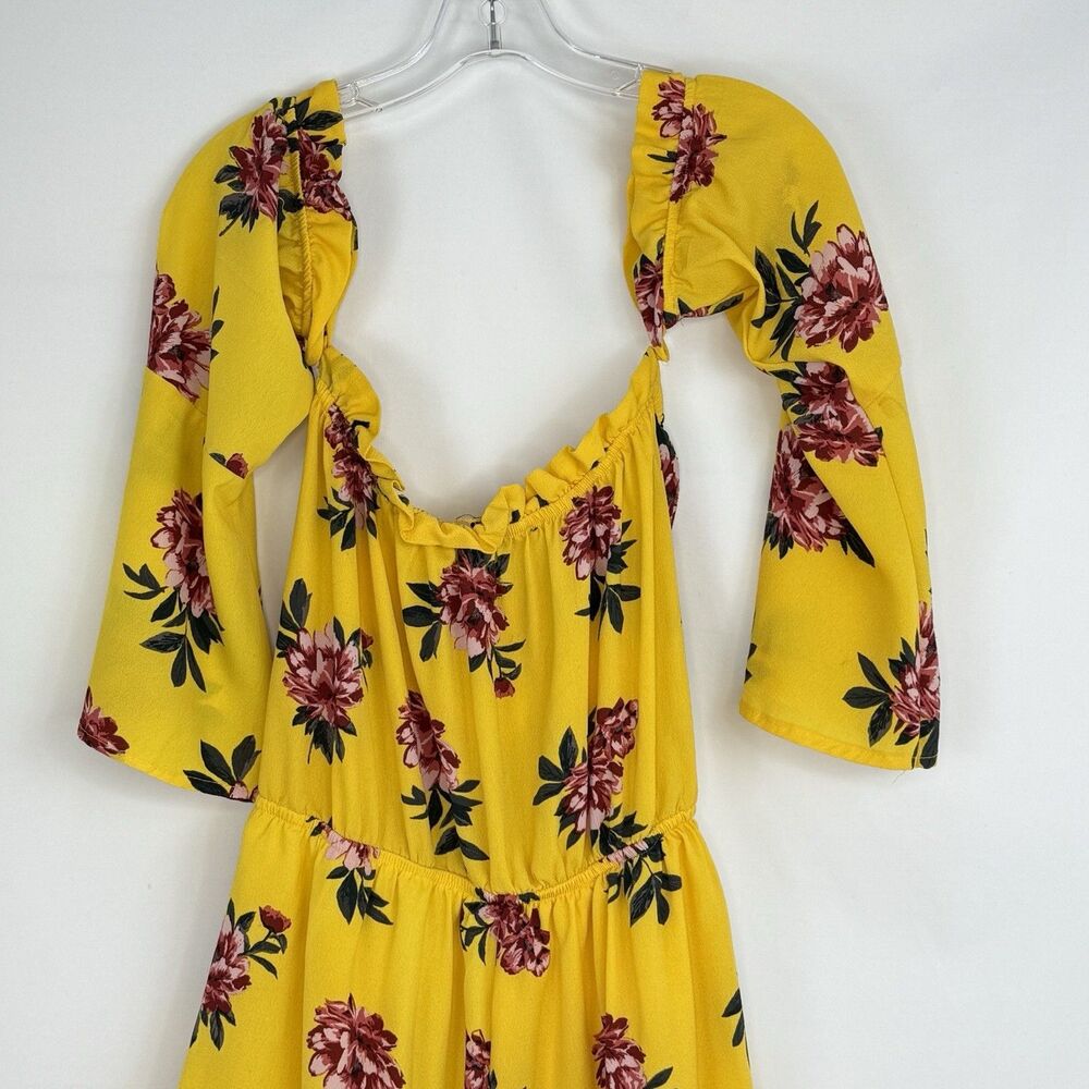 Toxik3‎ Yellow Floral Off The Shoulder Long Sleeve Romper Size XL - Picture 14 of 16
